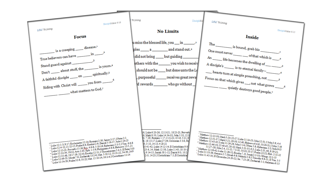 Bible teaching handouts